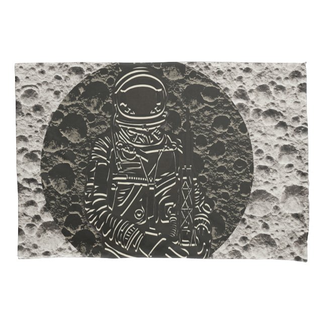 Astronauta na Lua Espaço Preto e Cinza (Frente)