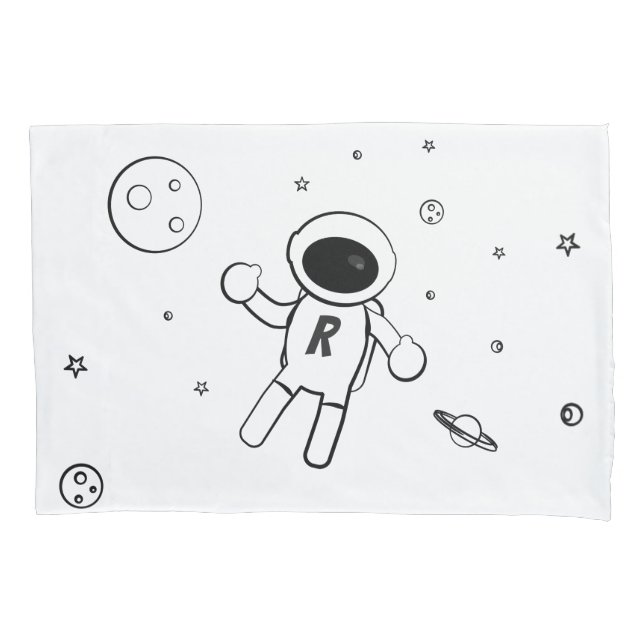 Astronauta No Espaço - Arte Esboçada - Branco E Ro (Frente)