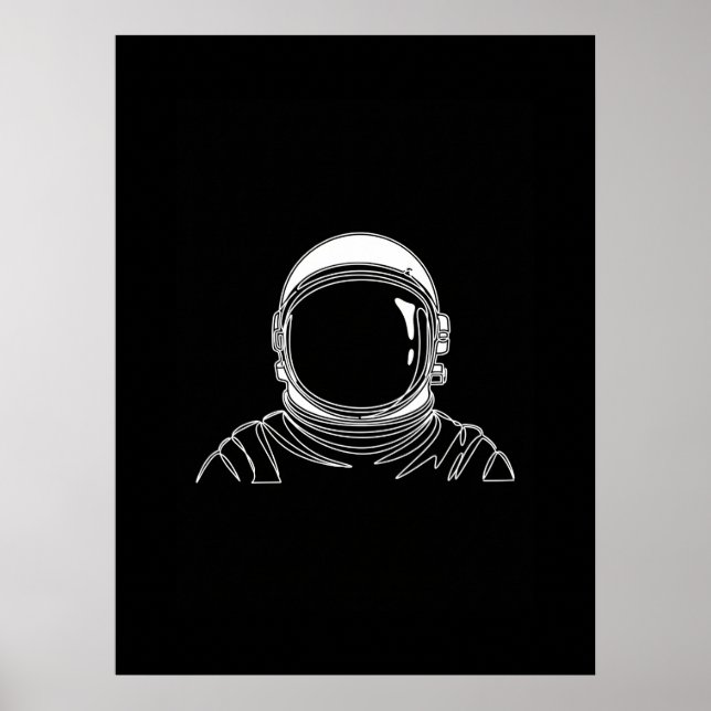 Astronauta One Line Art Impressão (Frente)