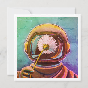 Astronauta Picking Daisies - Mini Impressão