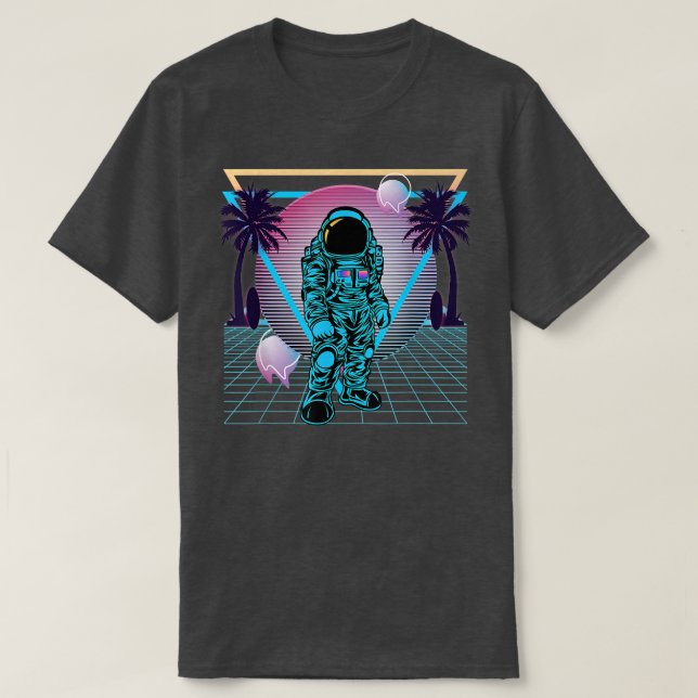Astronauta Retro Vaporwave 80s - Camiseta estética (Frente do Design)