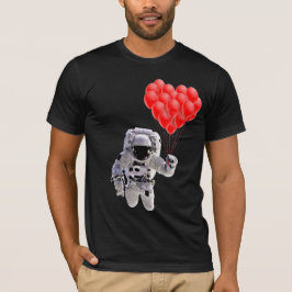 Astronauta segurando balões cardíacos T-Shirt