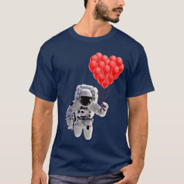 Astronauta segurando balões cardíacos T-Shirt