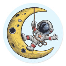 Astronauta sobre o conjunto de adesivos da Lua