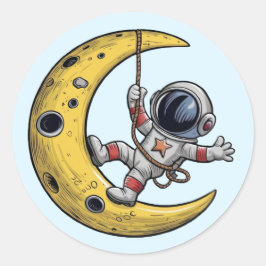 Astronauta sobre o conjunto de adesivos da Lua