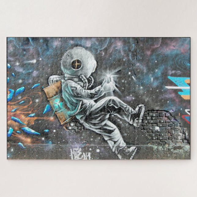 Astronauta Street Art Quebra-cabeça (Horizontal)