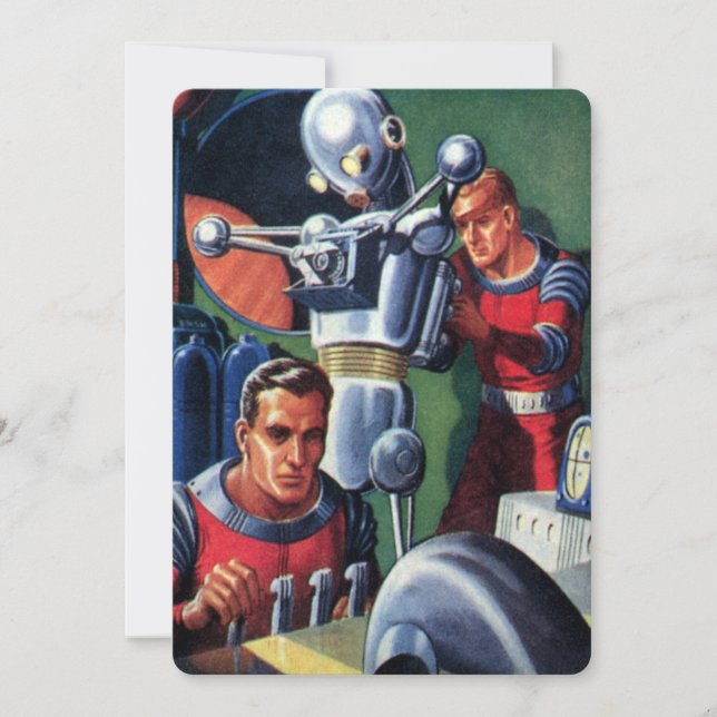 Astronautas de Ficção Científica Vintage consertan (Frente)