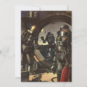 Astronautas de Ficção Científica Vintage em uma Ca