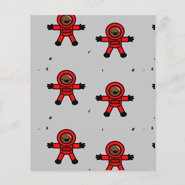 Astronautas de terno vermelho em cinzas (Frente)