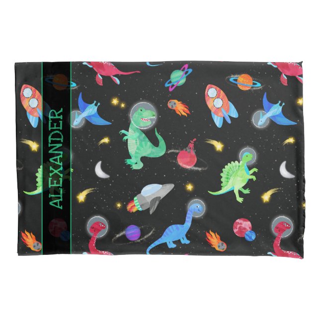 Astronautas Dinossauros Aquarela No Espaço Preto (Frente)