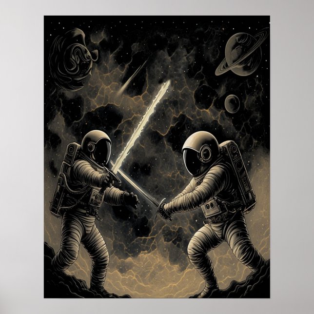 Astronautas Dueling Poster - Arte de Muro de Batal (Frente)