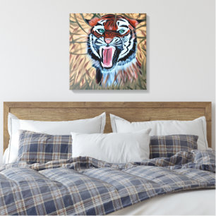 Atacar a mão do tigre pintada na canvas