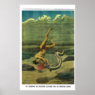 Ataque da enguia - impressão do jornal de 1913