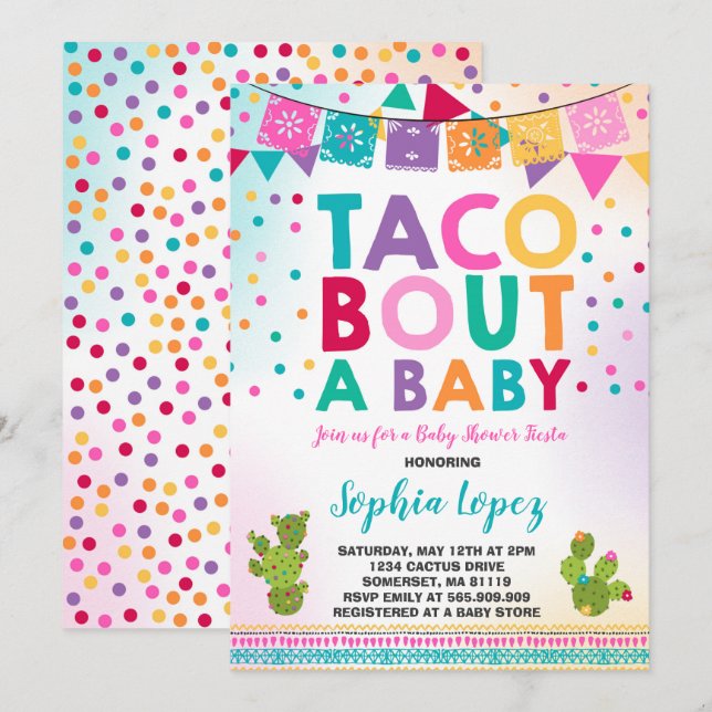 Ataque do Taco do convite do chá de fraldas da (Frente/Verso)