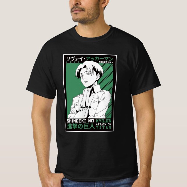 Ataque Levi Ackerman À Camisa De design Titã (Frente)