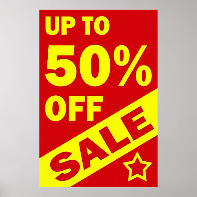 ATÉ 50% DESLIGADO - SINAL DE POSTER DE VAREJO (Frente)