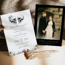 Até a Morte Convite de Casamento Floral Preto Foto