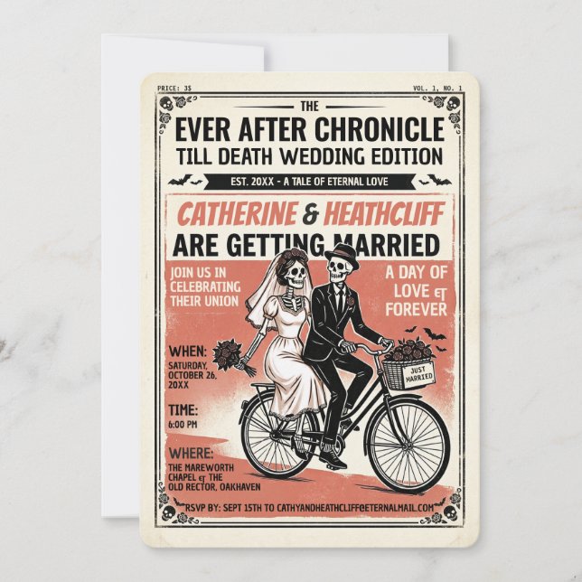 Até a Morte DE MOTO  Convite de Casamento Gazette (Frente)