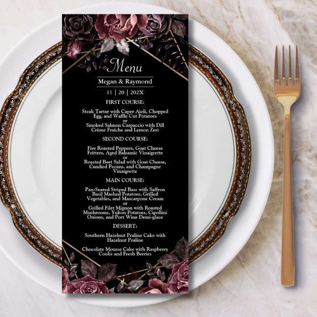 Até a Morte | Menu Elegante Floral Escuro Gótico P (Criador carregado)