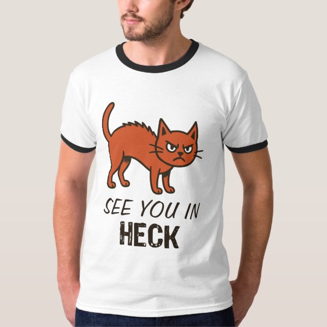 Até breve no inferno camiseta de gato (Frente)