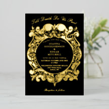 Até Morte Gótica Monograma Casado Preto E Dourado