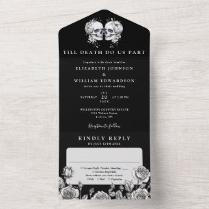 Até que a Morte Floral Caveiras Casamento Gótico