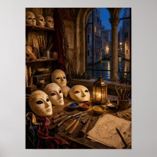 Ateliê de Fabricante de Máscaras Venezianas Poster