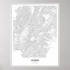 Atenas, Poster de Mapa Minimalista da Grécia (Esti