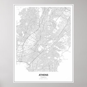 Atenas, Poster de Mapa Minimalista da Grécia (Esti