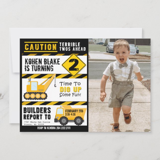 Atenção: Convite Dois Terrível com Foto (Frente)