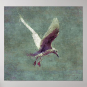 Aterragem da gaivota no poster impressionista da