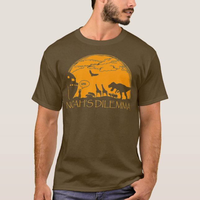 Ateu Engraçado - Camiseta Noahs Dilemma T-Rex (Frente)