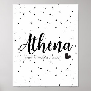Athena Name Art Impressão Significa Meninas Modern