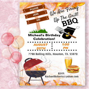 Atirando O Convite Para Aniversário De Grill