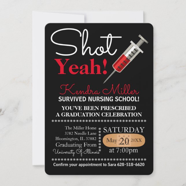 Atirou Sim! Convite para Graduação Escolar de Enfe (Frente)