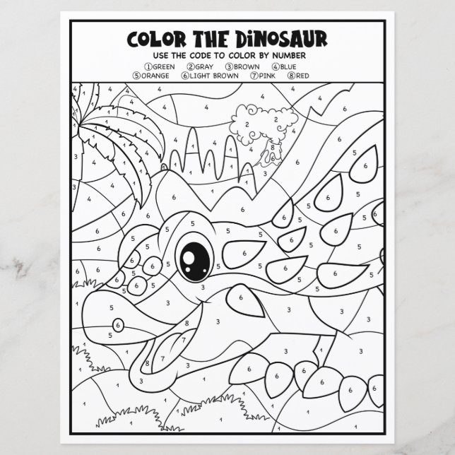 Atividade De Dinossauro Para Crianças Colorindo Pá (Frente)