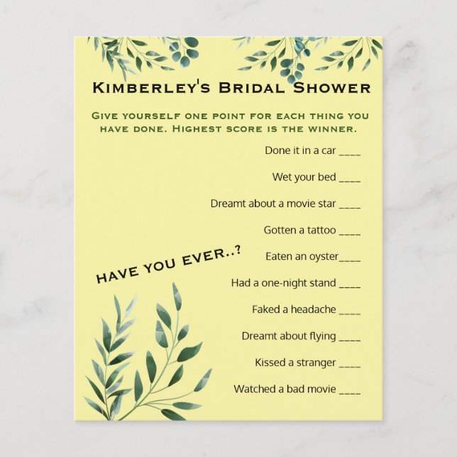 Atividade do Chá de panela do Jogo de Perguntas Ma (Frente)