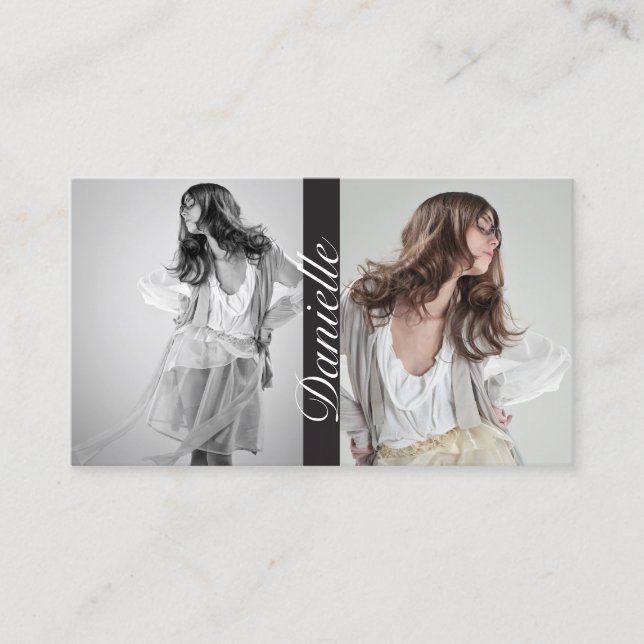 Atores e Modelos Cartão de visita de Foto Dupla (Frente)