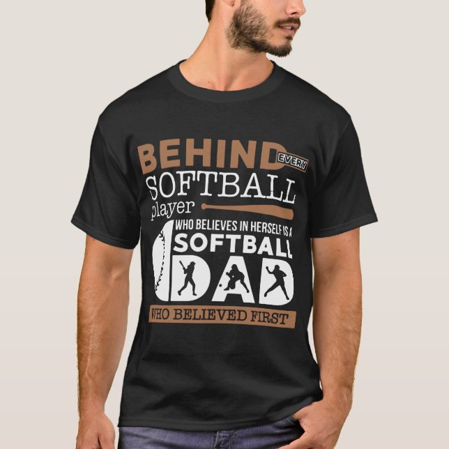 atrás dos t-shirt do pai do softball (Frente)