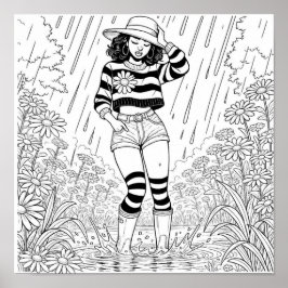 Através do Poster de coloração de poço