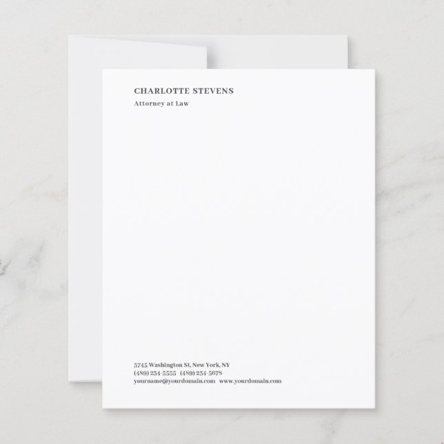 Attorney at Law Minimalist Elegant Paper Sheet (Frente)
