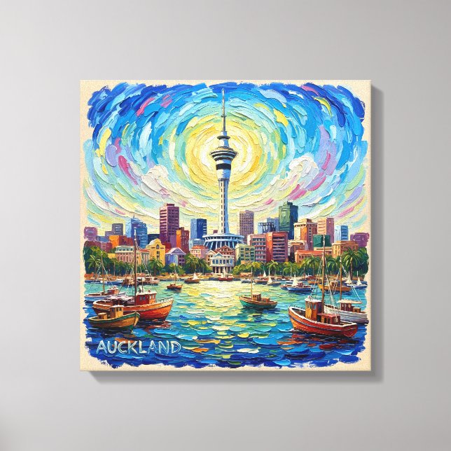 Auckland Harbor Skyline Radiance Canvas Art (Frente)