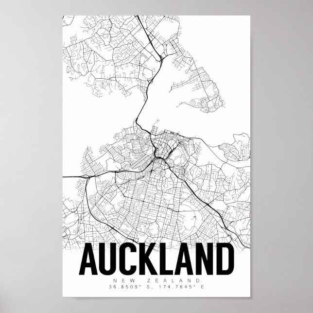 Auckland Nova Zelândia — Poster de Mapa Minimalist (Frente)