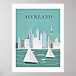 Auckland, poster de viagens da Nova Zelândia
