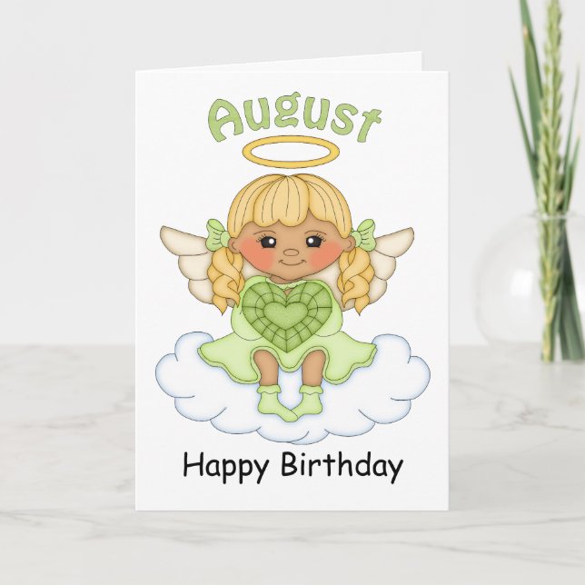 August Birthstone Angel Blone - Cartão de Aniversá (Frente)