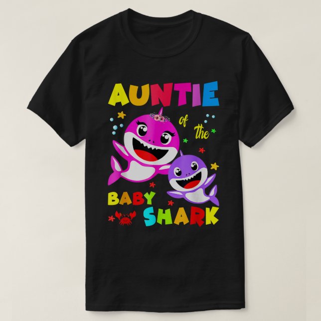 Auntie Shark Auntie Auntie Auntie Shark Camisetas  (Frente do Design)