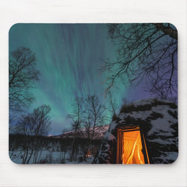 Aurora boreal e uma cabana Mousepad de Sami (Frente)