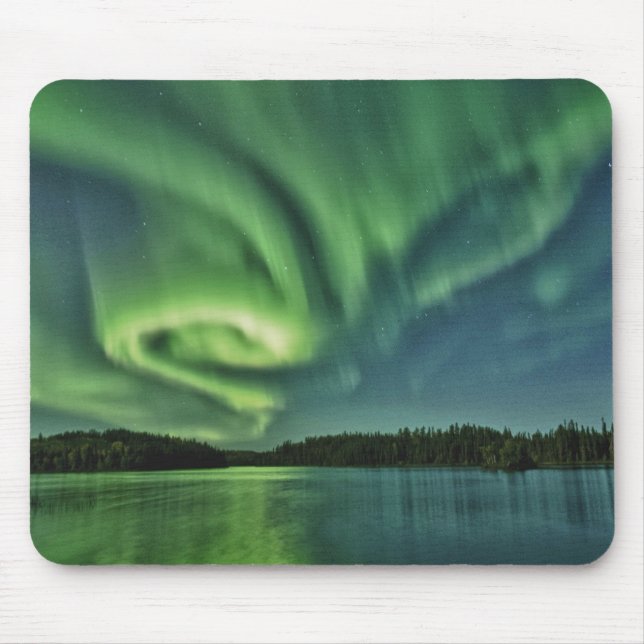 Aurora boreal no lago Mousepad (Frente)
