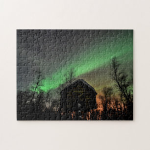 Aurora boreal sobre um quebra-cabeça de Sami