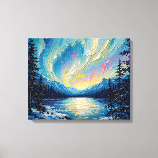 Aurora Borealis Glow Premium Canvas Muro A